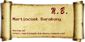 Martincsek Barakony névjegykártya